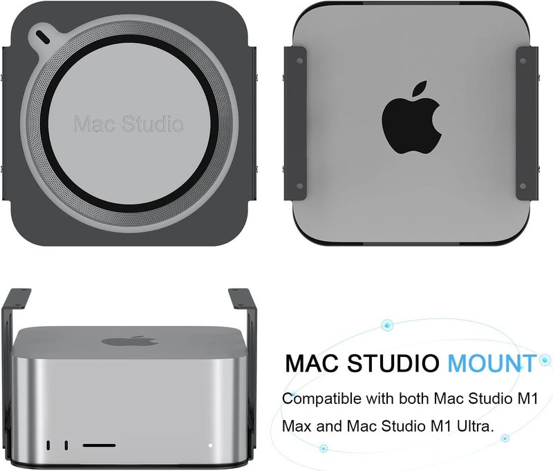 IFCASE Aluminum Under Desk Mount for Mac Studio M4 M3 M2 M1 Max, Ultra with Anti-Scratch Pad (Black) - Image 2